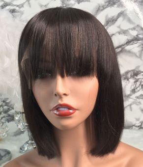 Rilich Hair New Style Blunt Cut Bob Virgin Hair 4×4 Lace Front Human Hair Wigs With Blunt Bangs TR181