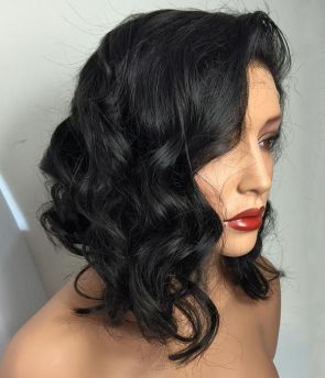 Rilich Hair Virgin Human Hair Short Wave 4×4 Lace Front Wigs for Black Women TR104
