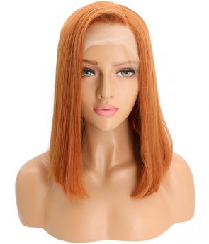 Rilich Hair Virgin Human Hair Copper Orange Bob Straight 13×4 Transparent Lace Front Wigs TR131