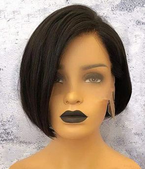 Rilich Hair 10A Virgin Human Hair Straight Short Pixie Cut Pre-Plucked Bob Transparent Full Lace Wig for Black Women TR058