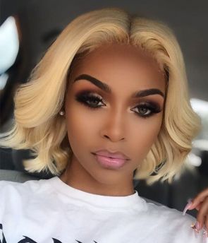 Rilich Hair #613 Blonde Short Glueless Virgin Human Hair Ocean Wave 13×4 Transparent  Lace Wigs With Baby Hairs TR161