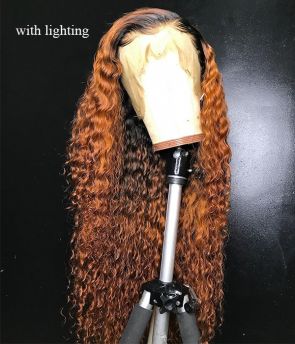 Rilich Hair Virgin Human Hair T1B/Honey Brown Deep Curly 13×6 HD Lace Front Wigs for Women TR187