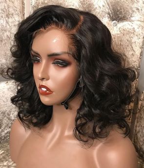 Rilich Hair Glueless Virgin Hair Fluffy Wave 13x4 Transparent Front Lace Human Hair Wig TR113
