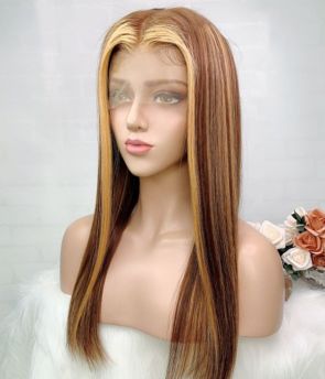 Rilich Hair Virgin Human Hair Silk Straight Glueless Highlights HD Full Lace Wigs TR030