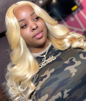 Rilich Hair Virgin Human Hair #613 Pure Color Body Wave Pre-Plucked 5×5 HD Lace Front Wigs for Women TR163