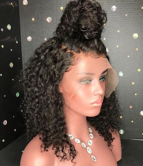 Rilich Hair Glueless Brazilian Virgin Human Hair Short Curly Transparent Full Lace Wigs for Black Women TR067