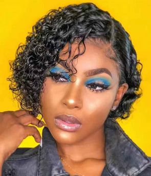 Rilich Hair 9A Virgin Human Hair Pixie Cut Wig Bob Curly 5×5 HD Lace Front Wigs For Black Women TR099