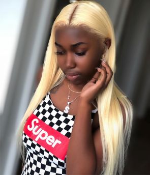 Rilich Hair Pure Color Virgin Hair #613 Blonde Smooth Silky Straight 5×5 HD Lace Wigs For Women TR038