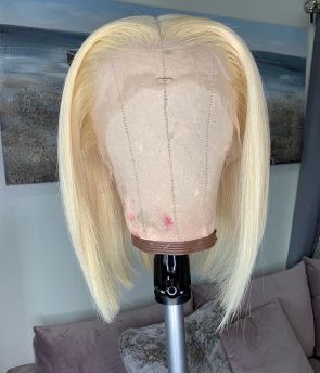 Rilich Hair Virgin Human Hair 13×4 Transparent Lace Front Wigs #613 Blonde Bob  Bleached Knots TR130