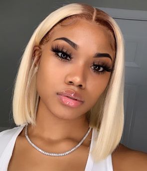 Rilich Hair Straight Flax Brown/ #613 Blonde Bob Virgin Human Hair 13×4 HD Lace Front Wig TR043