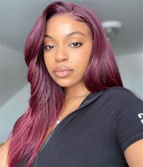 Rilich Hair 99J Burgundy Color Body Wave Virgin Human Hair Wavy Transparent Full Lace Wigs For Women TR009