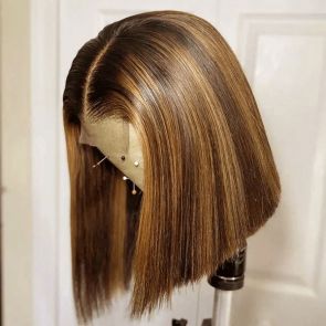 Rilich Hair 13×4 Ombre Color Wig | Human Hair Shoulder-Length Wig with Caramel Highlights RL011