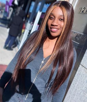 Rilich Hair Virgin Human Hair Highlight Color Straight 5×5 HD Undetectable Lace Front Wigs TR029